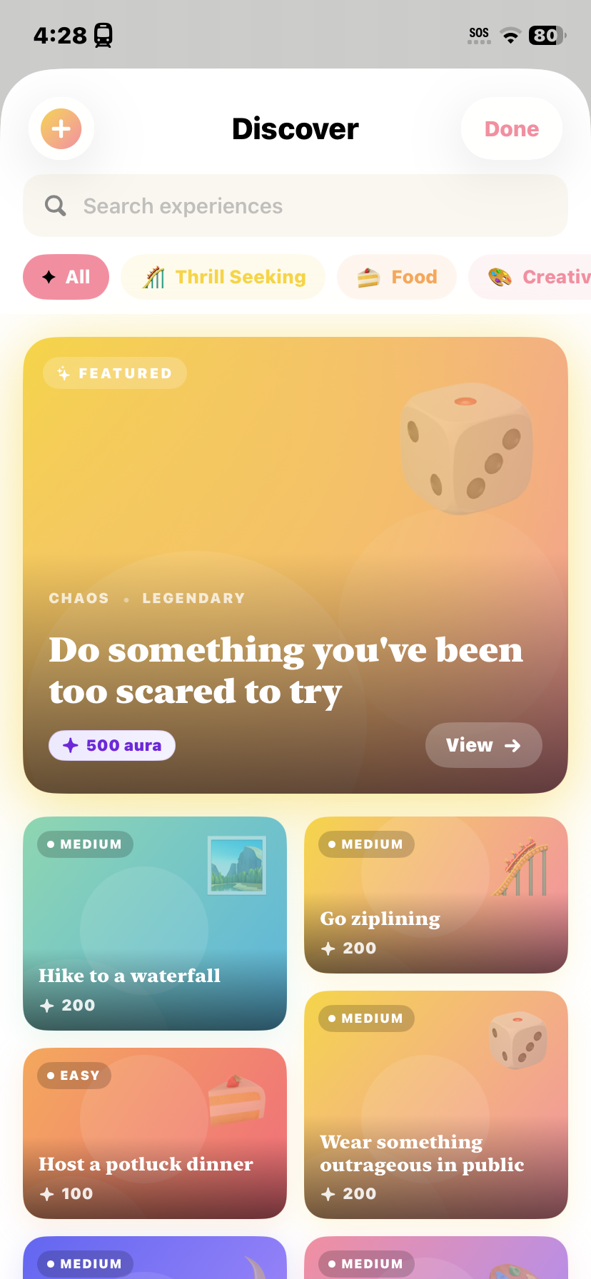 Vivaly experiences screen